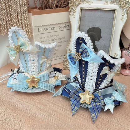 Bowknot Star Blue Decorated Hat Bunny Dark/Light Ears Mini Details