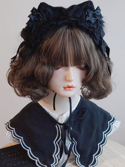 Black Hairband Trim Lace Bowknot Details