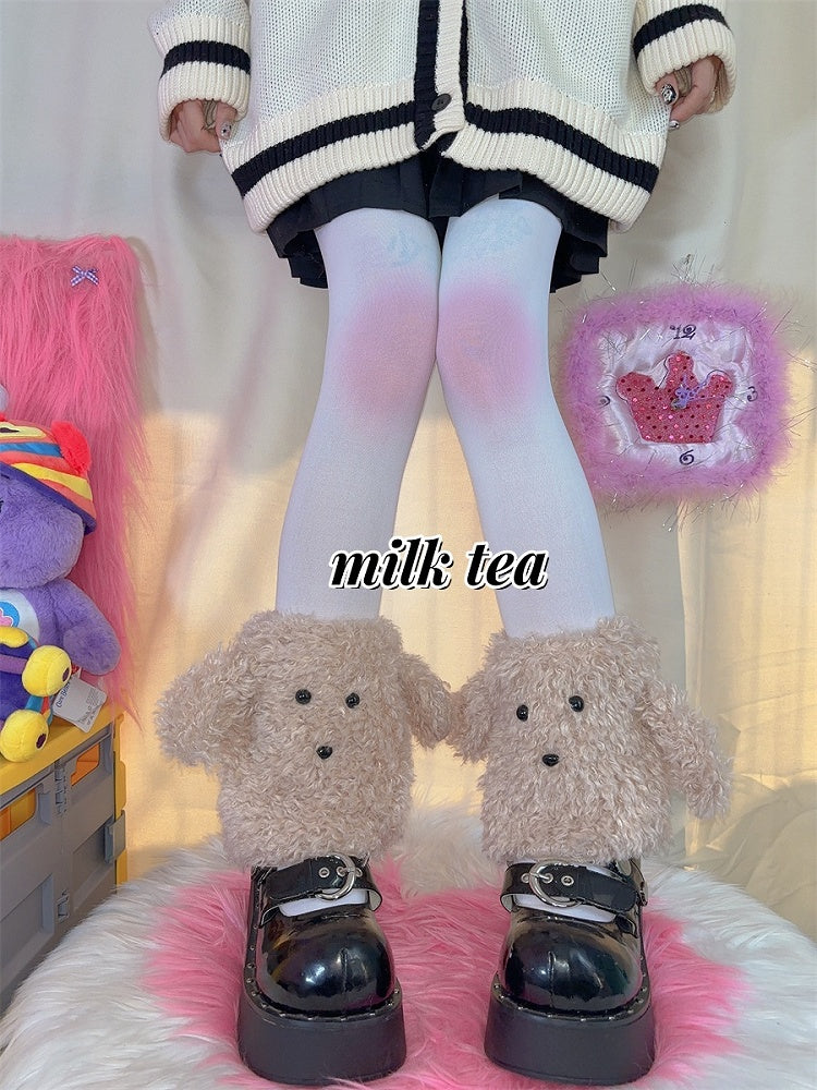 子犬の耳のデザインレッグウォーマー