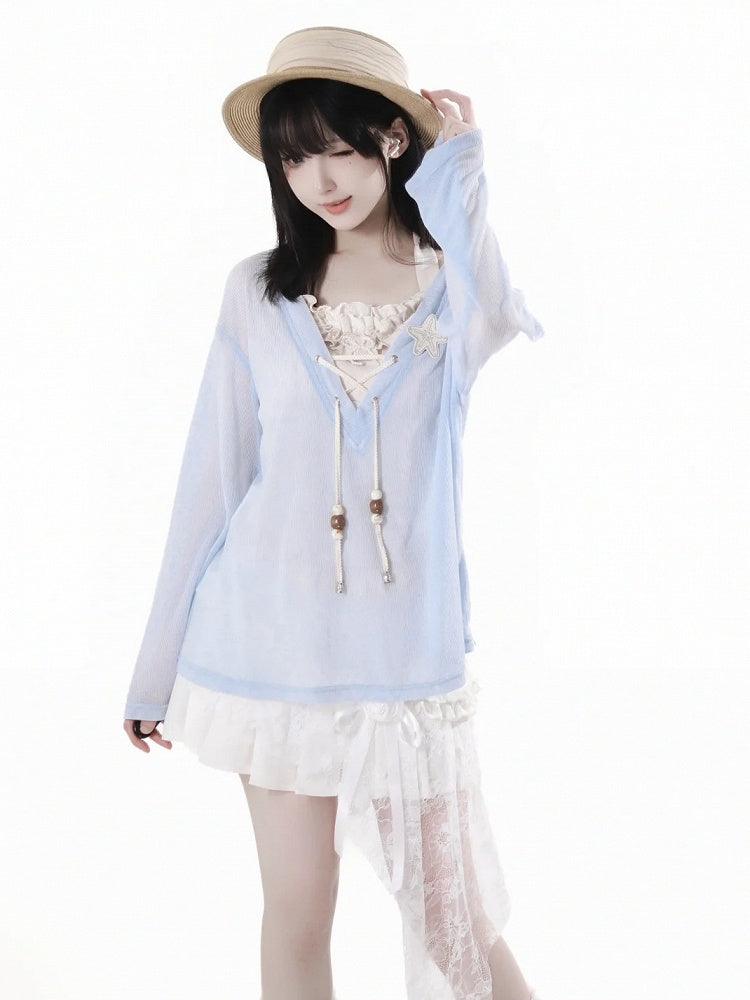 Saum Rosette Verziert Rock Weiß Spitze Patchwork Asymmetrische