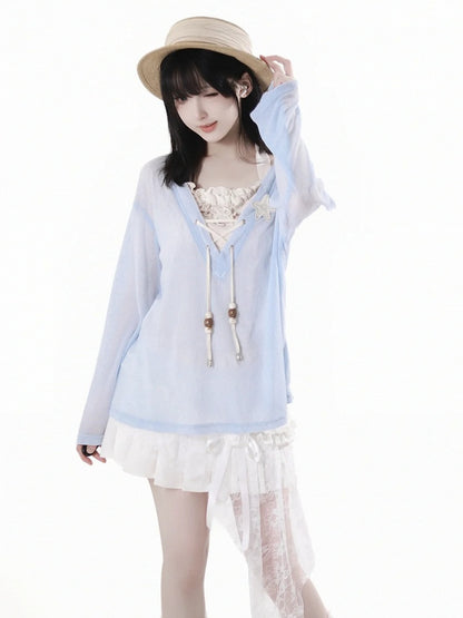 Saum Rosette Verziert Rock Weiß Spitze Patchwork Asymmetrische