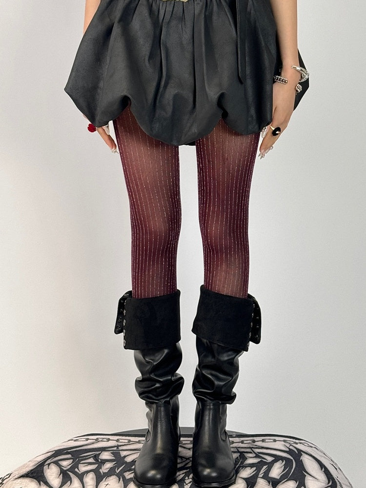 Black/Red/Gray/Brown Tights Pattern Striped