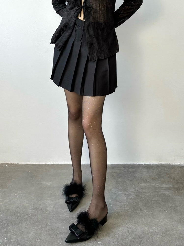 Tights White/Black/Nude Sequin Sheer with Decorations