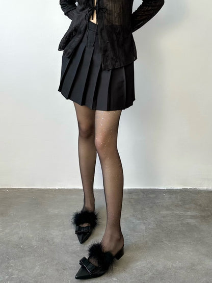 Tights White/Black/Nude Sequin Sheer with Decorations