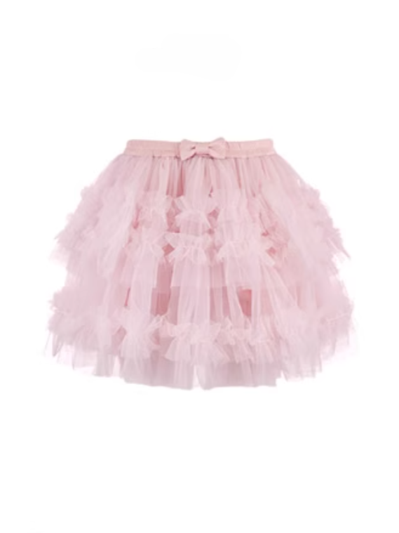 Futter mit Minirock und bauschigen rosa Tüll-Stufenshorts