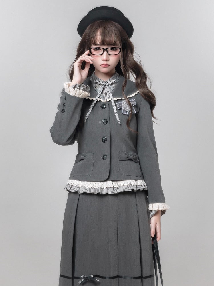 Floral Bow Gray Brooch