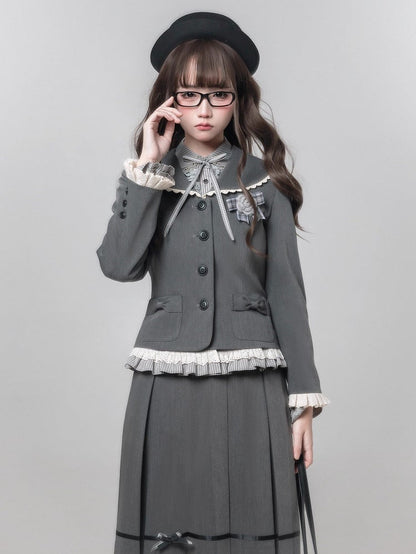 Floral Bow Gray Brooch
