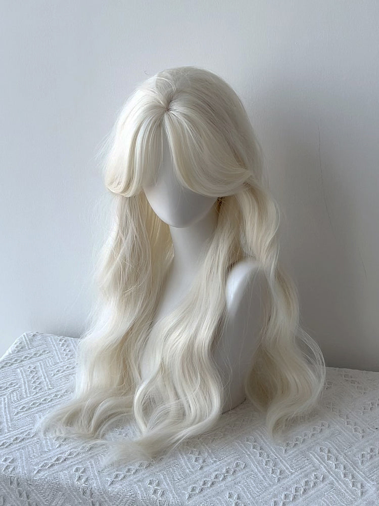 Wig Curtain White 65CM Wavy Bangs Creamy with