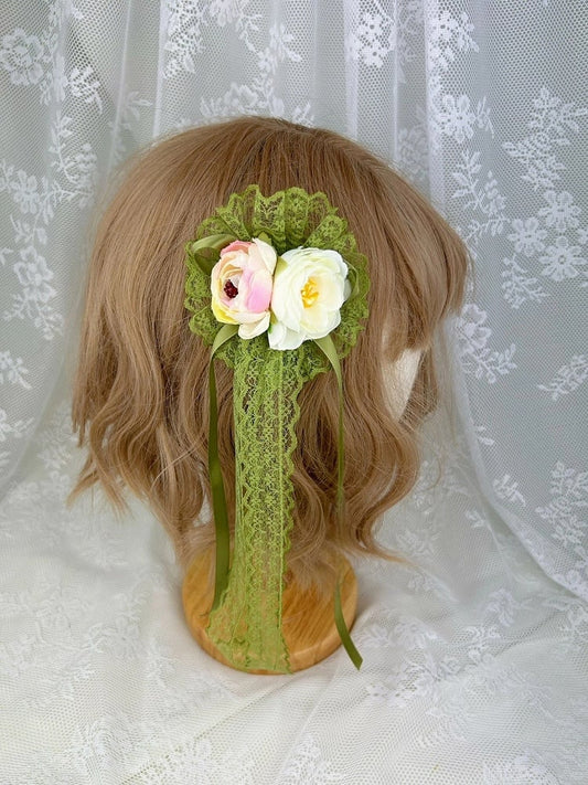 Peony Drape Hair Lace Forest Clip