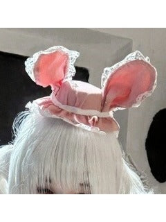 Pink Bow Lace JSK with Bunny Ear Hat Set - Delusions Studio