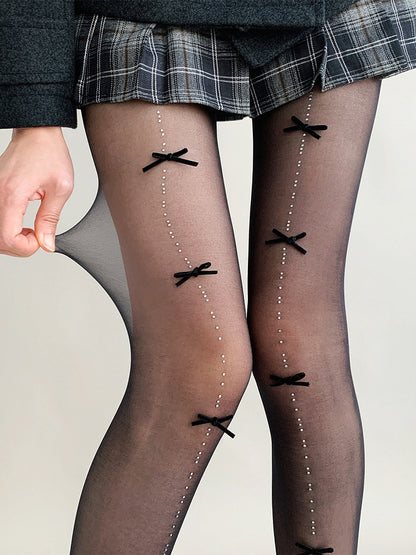 Pantyhose Sheer Rhinestone Detail Bow Colors) (5