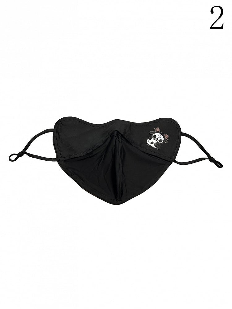 With Black Sun White Protection Mask and Grim Reaper Print Gothic