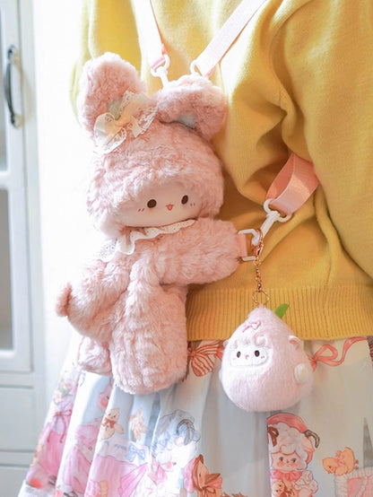 Rosa süßer Schlüsselanhänger mit Schleife in Lammform