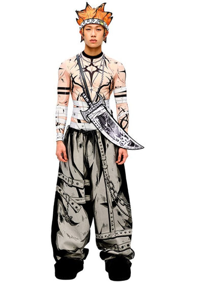 オレンジ/黄色の漫画風ショートヘアハット