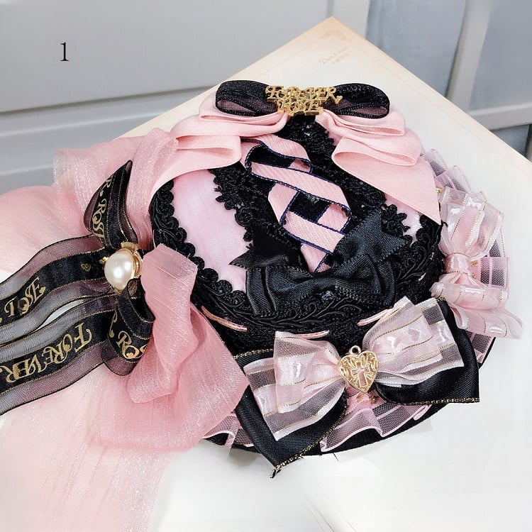 Hat Details 2 Mini BlackPink Options Trim Bowknot Lolita Sweet Lace