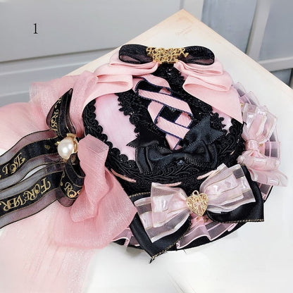 Hat Details 2 Mini BlackPink Options Trim Bowknot Lolita Sweet Lace