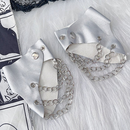 Y2K Decorated Black/White/Red/Silver And Lock Punk Chain PU