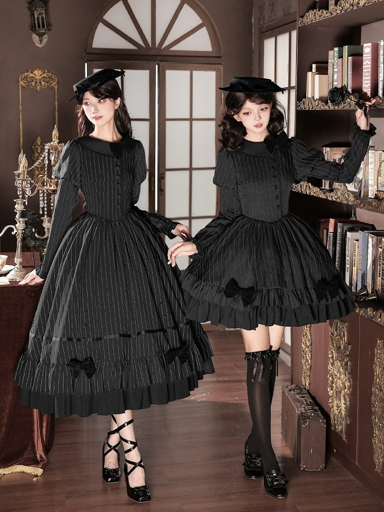 Black 2-Way Lolita Bow Brooch Pin - With PUJI