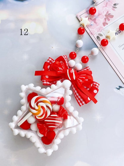 星の蝶結びとビーズのデコラネックレス