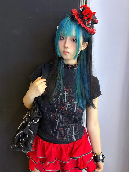 ブラックホワイトスケルトンとクロストップ