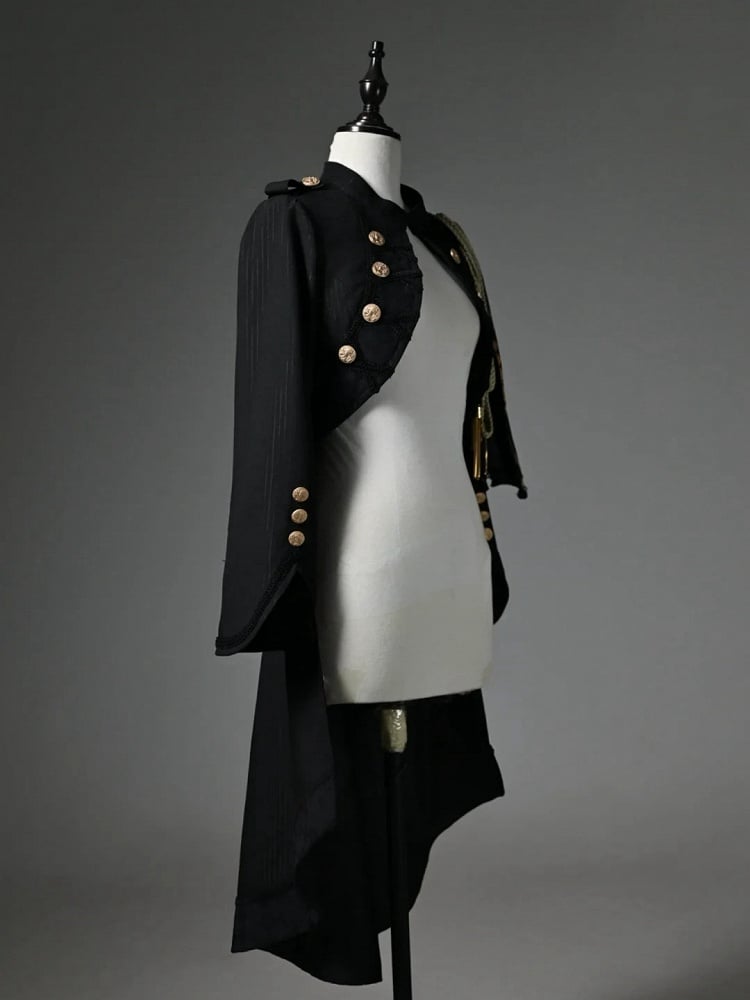 Tailcoat Knight Cape One-shoulder Detachable Black