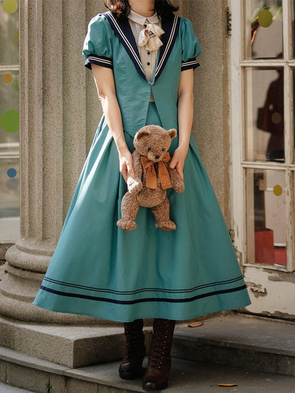 Turquoise Sailor Collar Elegant Lolita Dress - LilyVow