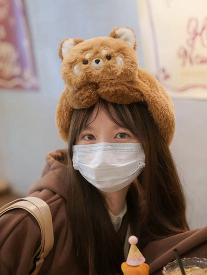 Brown Cute Red Panda Plush Hat
