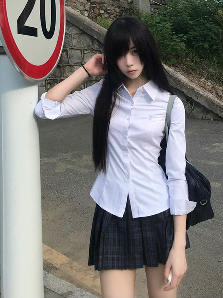 Uniform Preppy White Shirt Style JK