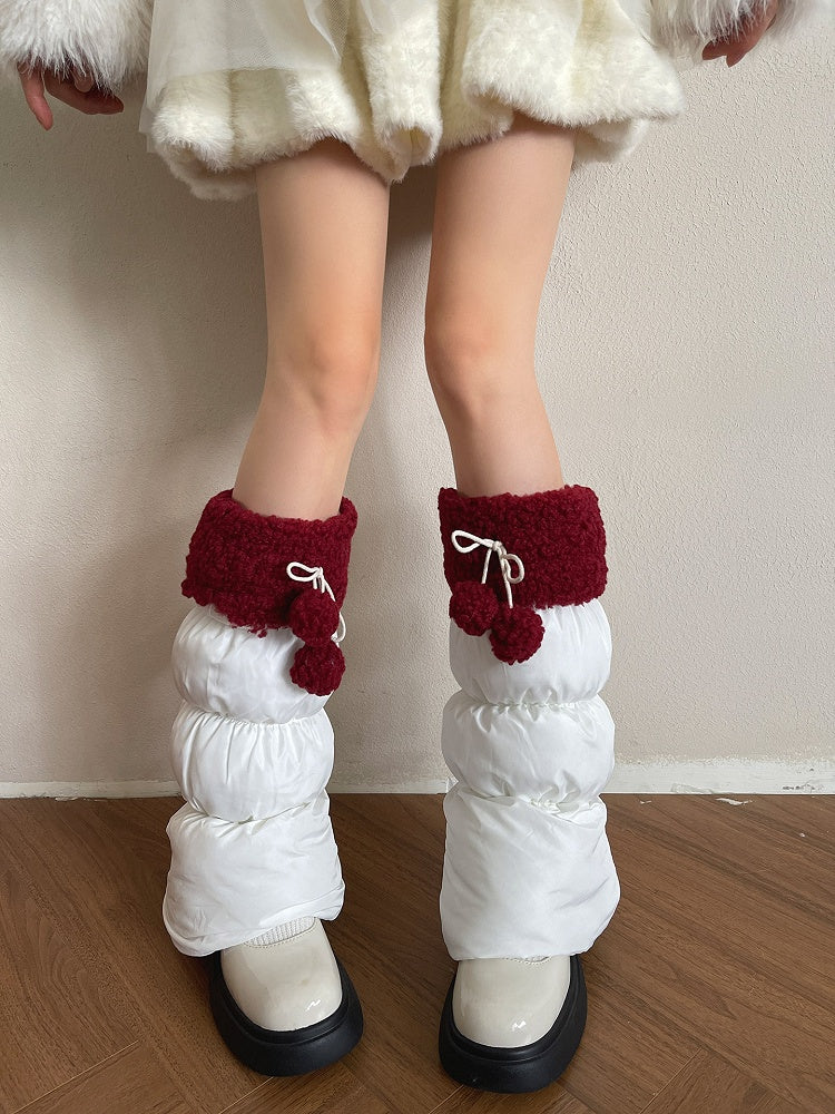 Pom-Pom Leg with Decorations Trim Warmers Fleece Colors 5 Puffer