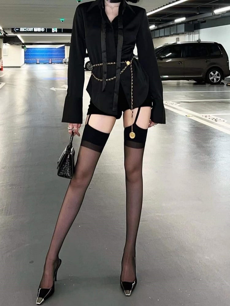 Colors Semi-Sheer Suspender Tights 4