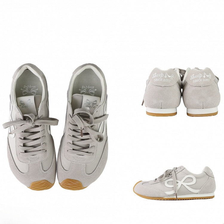 Front Ties Sneakers Lace-up Gray Design Bowknot