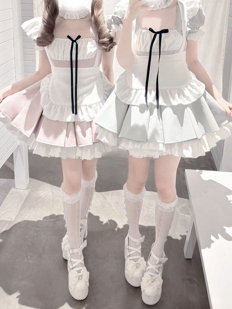 Pleats Set: Dress Style Dusty Pink Maid Kei Jirai Box