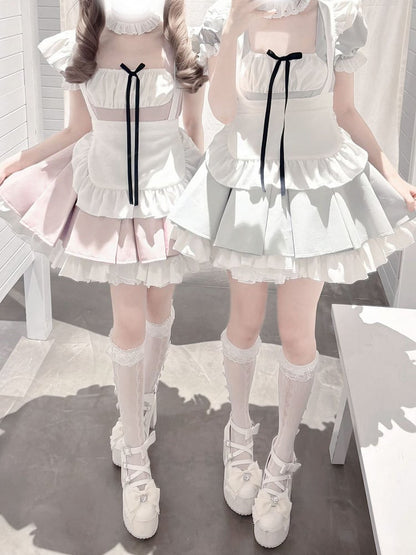 Pleats Set: Dress Style Dusty Pink Maid Kei Jirai Box