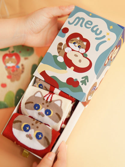 Cute Kitty Print Cartoon Socks Set