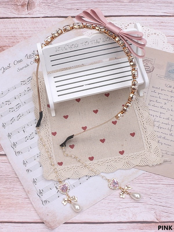 Charms Jirai Rhinestone KC Chain Pearl With 5 Bowknot Options Kei Color