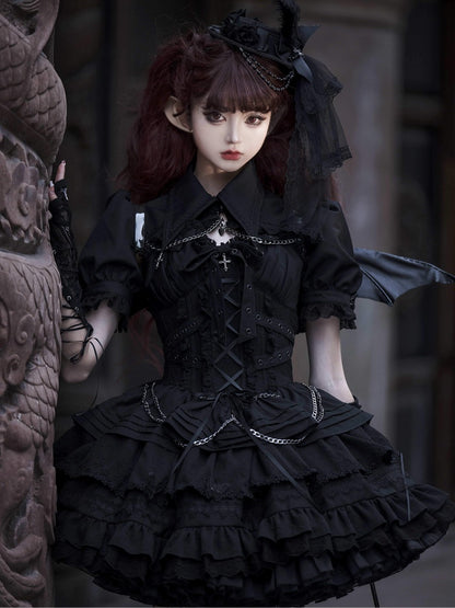 Black Gothic Chain Details Bolero