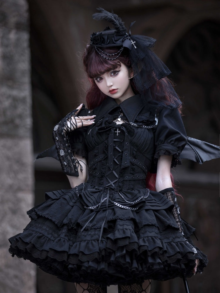 Black Gothic Chain Details Bolero