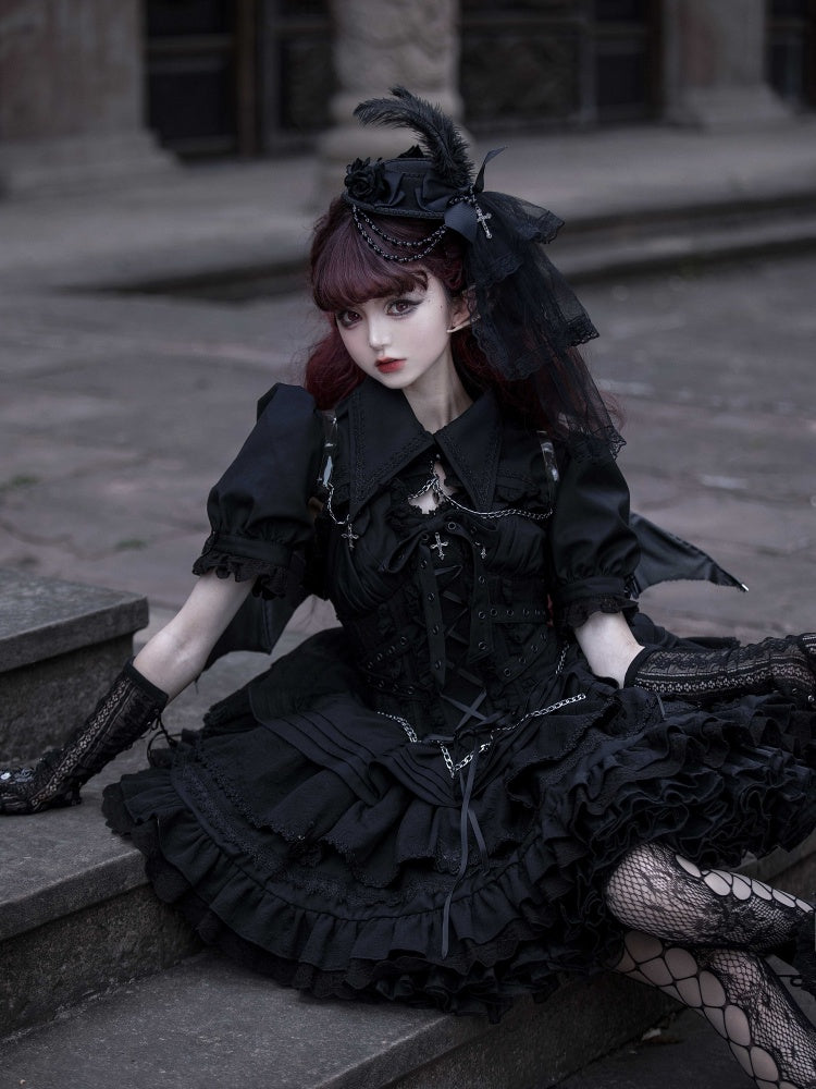 Black Gothic Chain Details Bolero