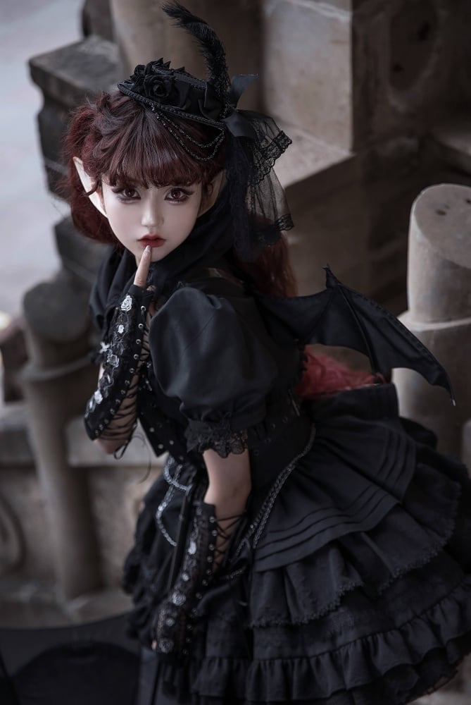 Black Gothic Short Jumper Skirt Adjustable Criss-cross Straps Waist