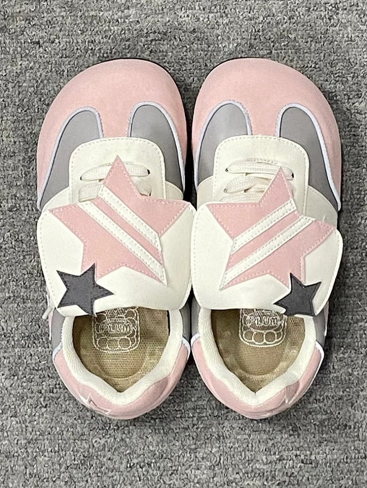 Lacing in Sweet Details Sneakers Lolita Pink with Height Sole 4.5cm Star