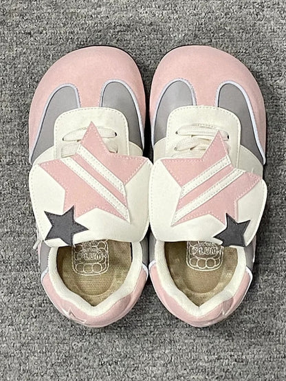 Lacing in Sweet Details Sneakers Lolita Pink with Height Sole 4.5cm Star
