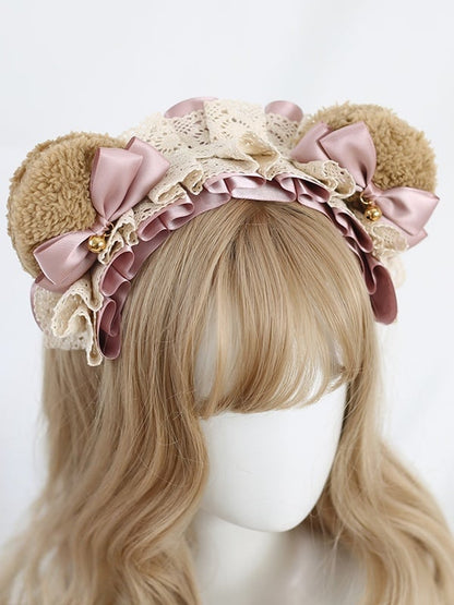 Brown Bowknot - And Available Lace Ear Colors Cute Sweet Lolita Bear 6 KC