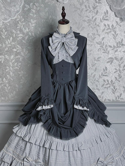 Gray Lace Bolero Trim Lolita with Top