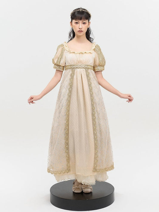 Waist Dress Details Elegant Maxi Champagne Empire Rhinestone with Shimmering Sequin and Lolita