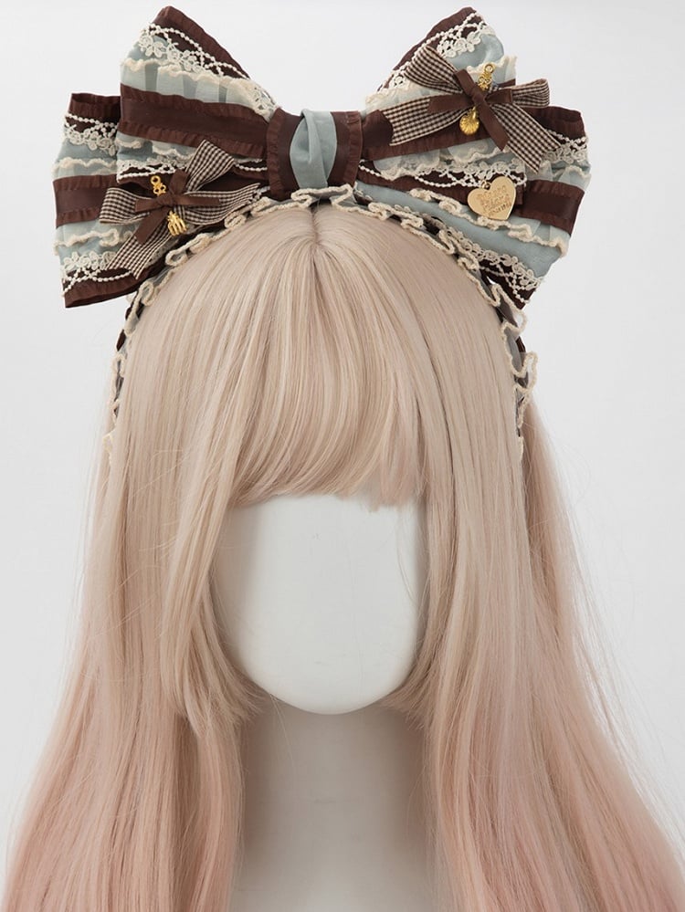 Plaid Green Lace KC Big Bowknot Lolita Sweet Chocolate Mint