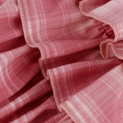 Dark Pink Plaid Tiered Skirt with Shorts - serendipity