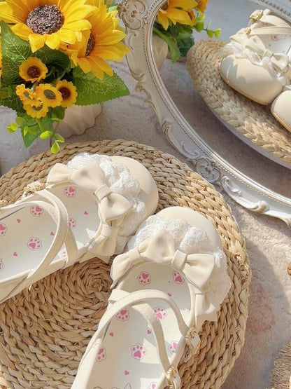 Off-white with Heeled Lolita Crossed 4.5cm Straps Elegant Shoes