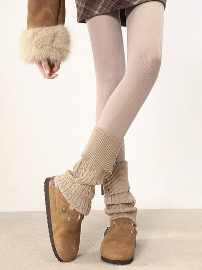 Button Colors Knit with Leg Warmers Decoration Warm 4 Cable