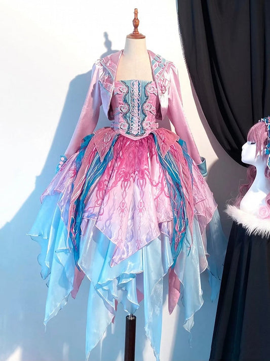 Mantel Revers Rosa Schnallen Asymmetrisch Kurzer Kragen