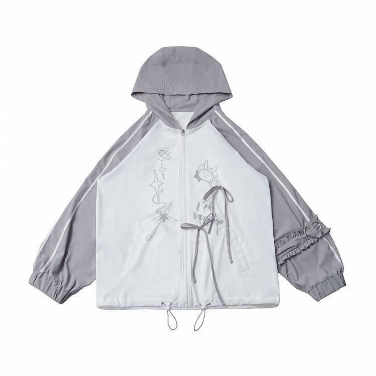 Cool-Touch Cartoon Print Hooded Jacket - PINK SAVIOR